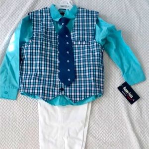 BOY Blue Pinstripe Formal 4 PC Set